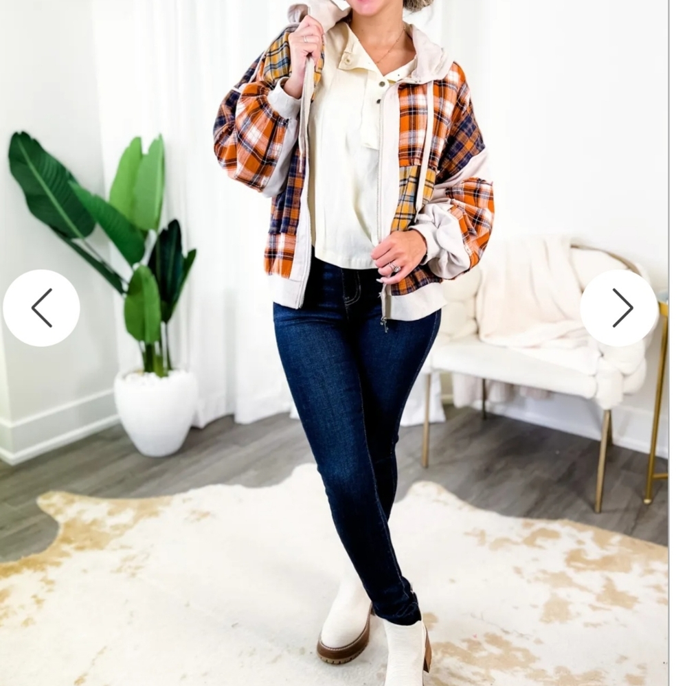 NWT Easel Plaid Patchwork Hoodie